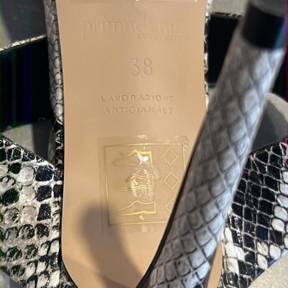 TRANSPARENT band snakeskin print double straps heeled mules size 7 - Picture 10 of 14